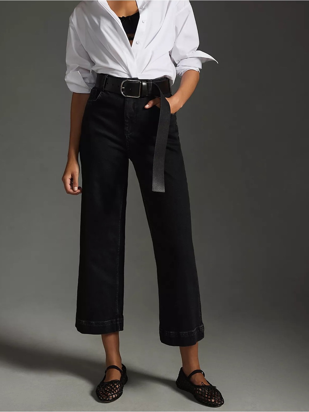 Pilcro the skipper black wide leg crop jeans 32